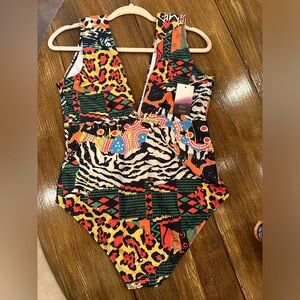 Averie Wilde print on black Harlow Swimsuit - NWT XL